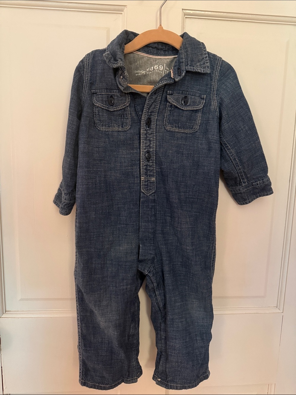 GAP Denim Romper in Medium Blue Wash